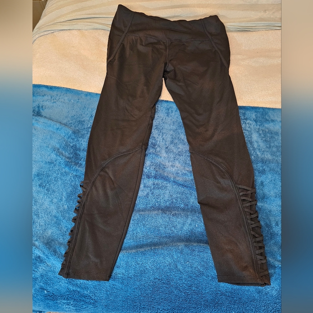 White Birch XL Leggings with Criss Cross Design at Calf - Not Sheer